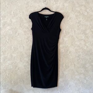 LAUREN Black Shoulder-pad dress